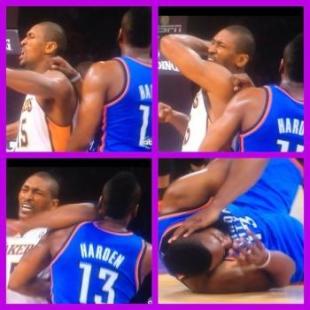 Brutal agresin de Metta World Peace a un jugador de Oklahoma