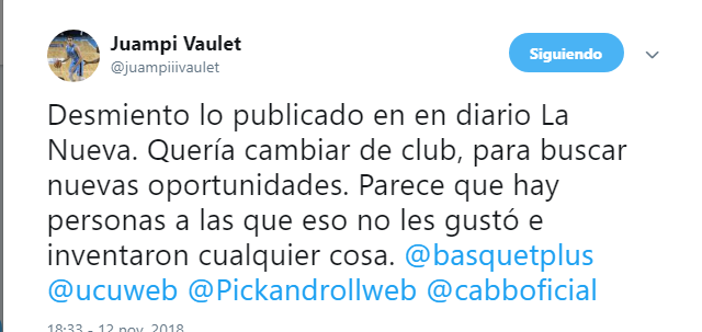 Los Vaulet fueron oficialmente desvinculados de Baha Basket