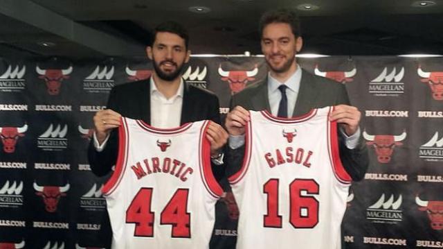 Pau Gasol y Nikola Mirotic fueron presentados en Chicago