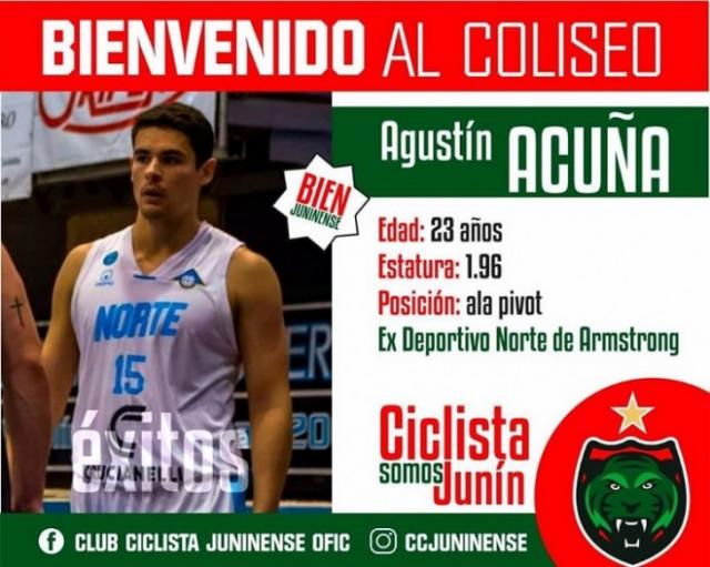 Agustn Acua llega a Ciclista Juninense