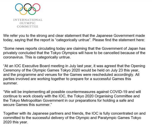 Gobierno japons neg la cancelacin de los Juegos Olmpicos